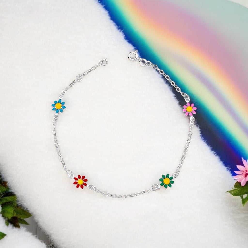 Pulseira Misto 4 Flores Multicolorido 18cm