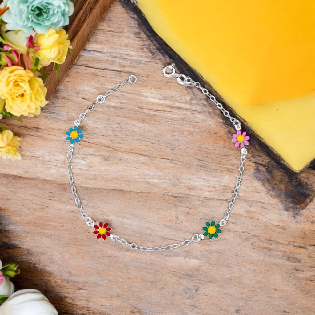 Pulseira Misto 4 Flores Multicolorido 18cm
