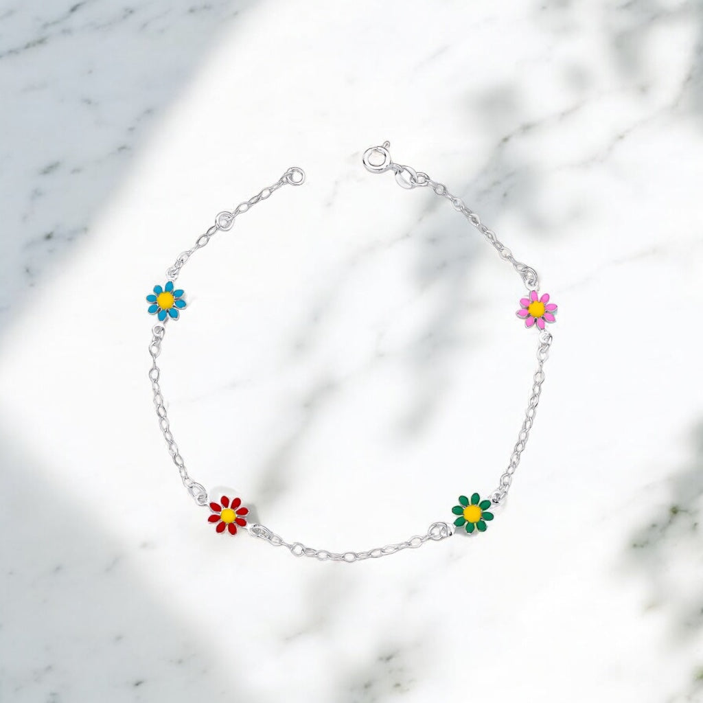 Pulseira Misto 4 Flores Multicolorido 18cm