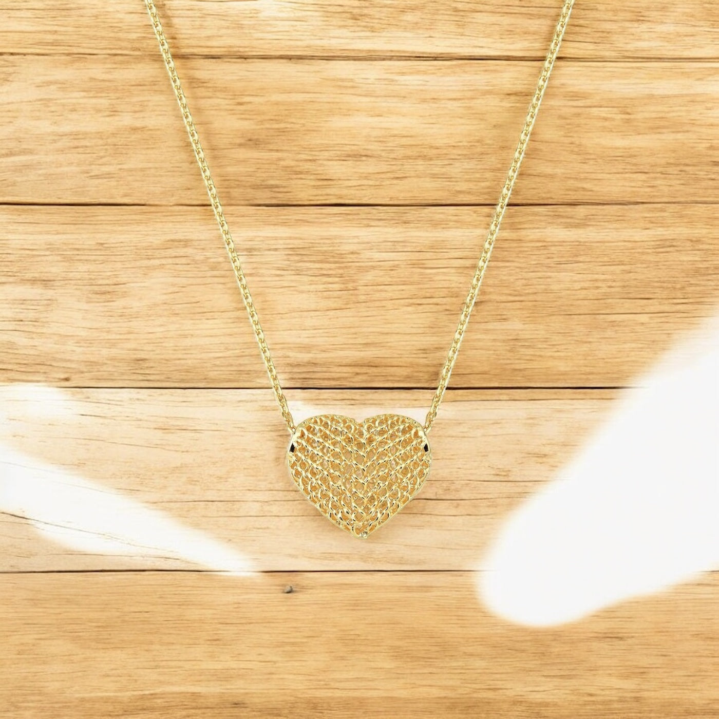Colar Coração Impressão 3D Folheado a Ouro 18K – 45cm + 5cm