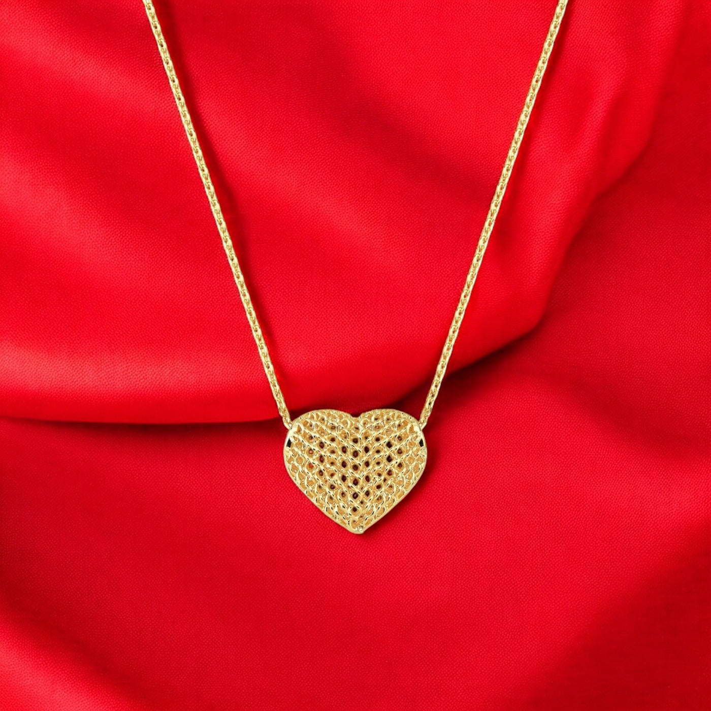 Colar Coração Impressão 3D Folheado a Ouro 18K – 45cm + 5cm