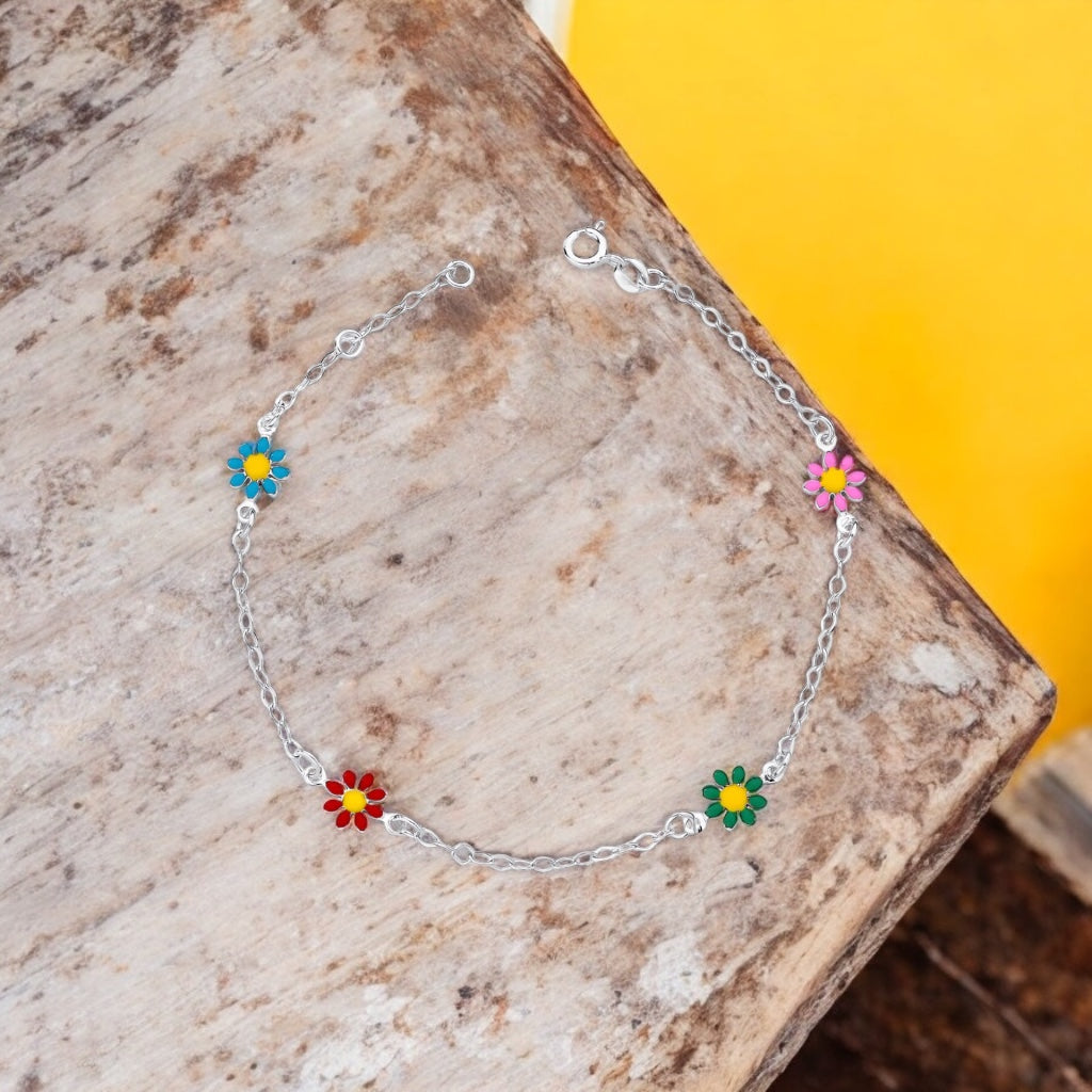 Pulseira Misto 4 Flores Multicolorido 18cm