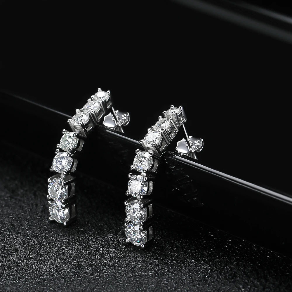 Brincos Pendentes Elegance Moissanite Prata 925 e Ouro Branco 18k