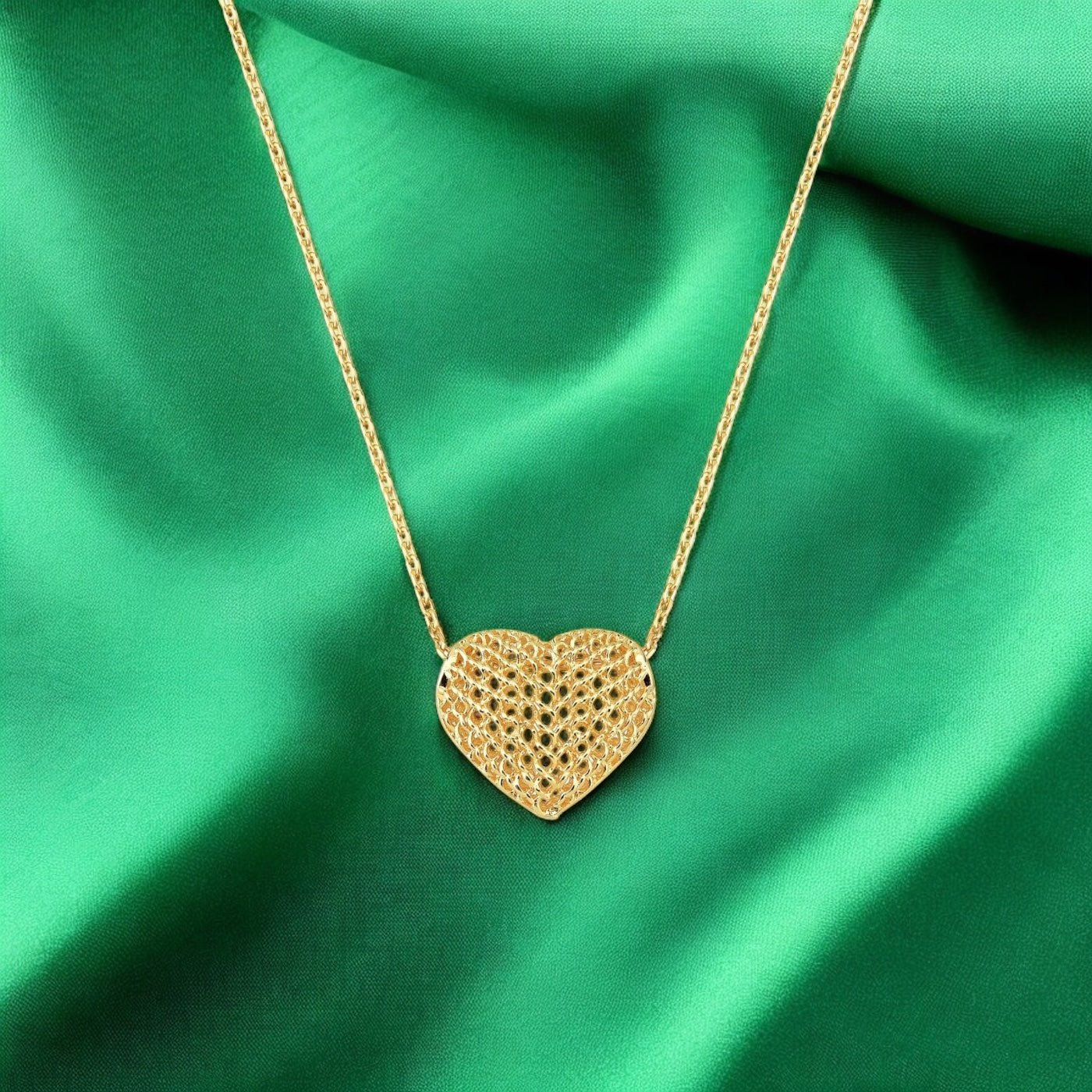 Colar Coração Impressão 3D Folheado a Ouro 18K – 45cm + 5cm