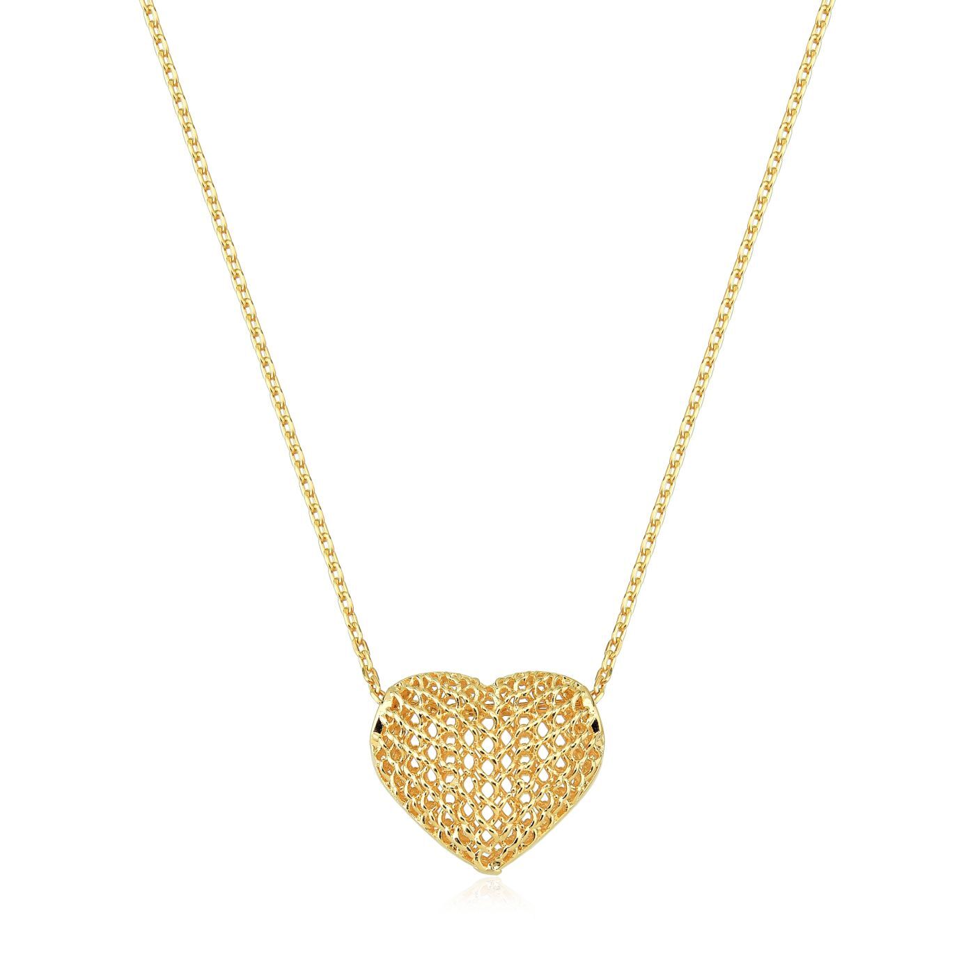 Colar Coração Impressão 3D Folheado a Ouro 18K – 45cm + 5cm