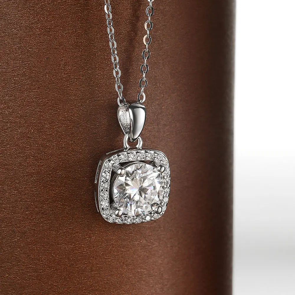 Colar Moissanite Sparkling Elegance Prata 925 e Ouro Branco 18k