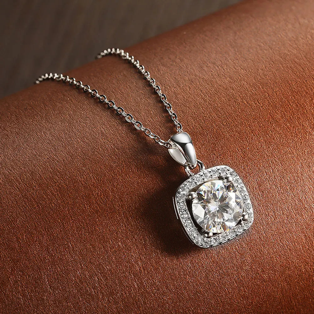 Colar Moissanite Sparkling Elegance Prata 925 e Ouro Branco 18k