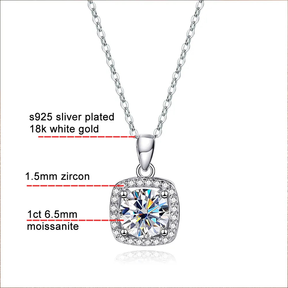 Colar Moissanite Sparkling Elegance Prata 925 e Ouro Branco 18k