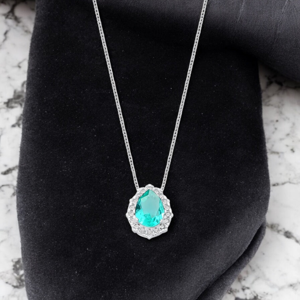 Gargantilha Gota de Turmalina em Prata 925 Minimalista