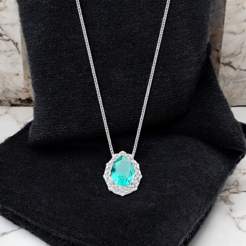 Gargantilha Gota de Turmalina em Prata 925 Minimalista