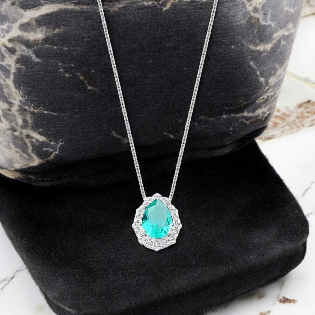 Gargantilha Gota de Turmalina em Prata 925 Minimalista
