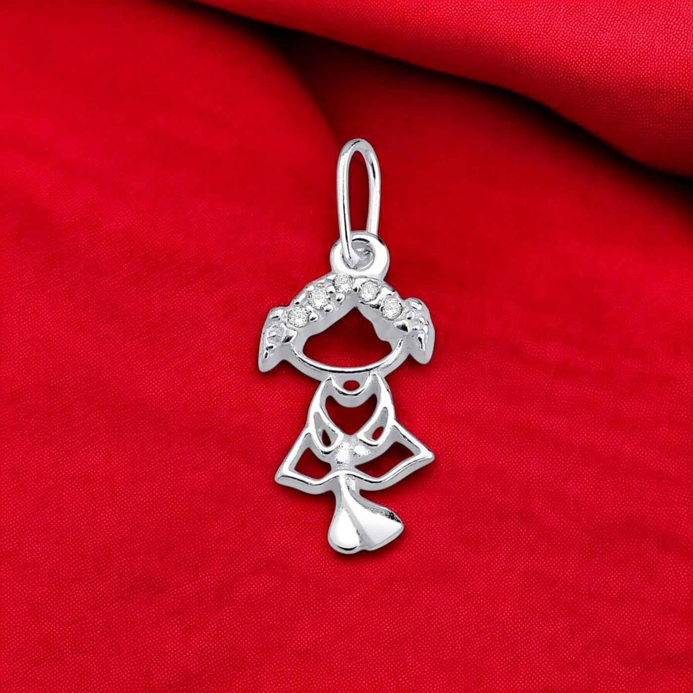 Pingente Menina Cravejado com Micro Zircônia – Prata 925