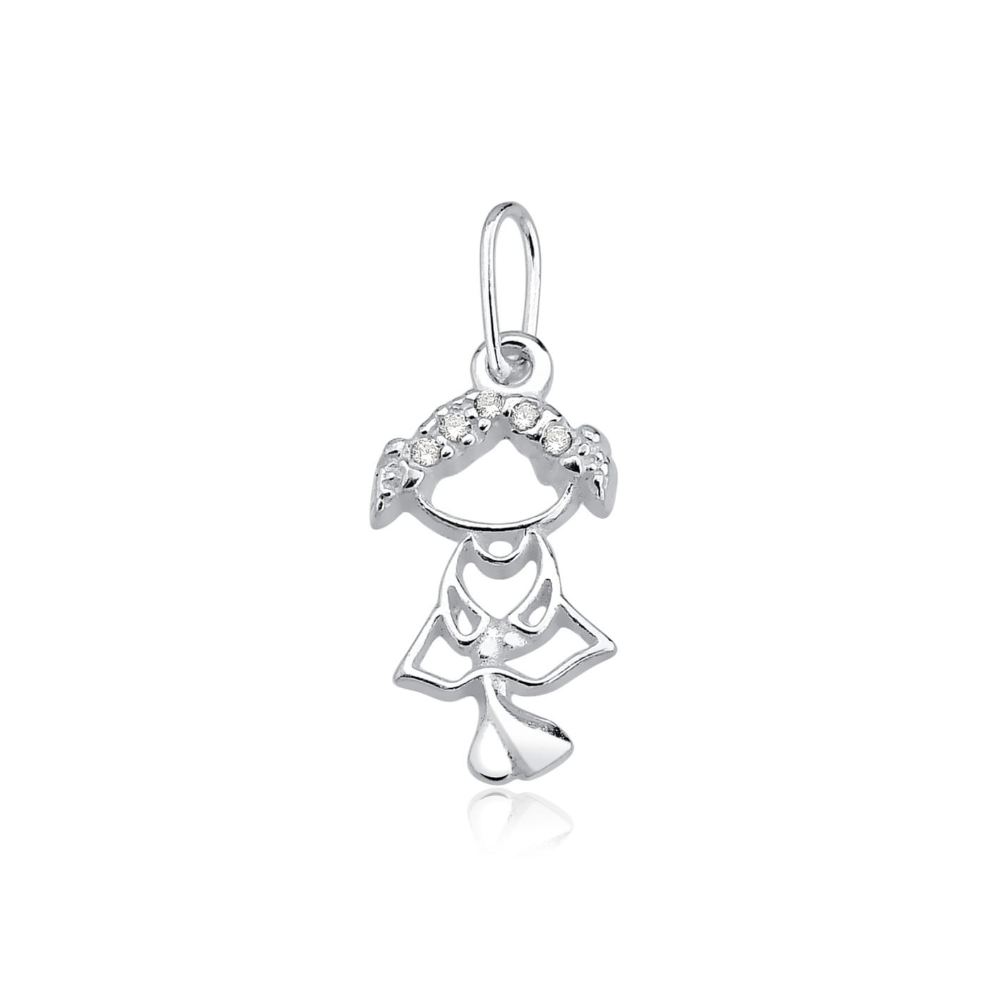 Pingente Menina Cravejado com Micro Zircônia – Prata 925