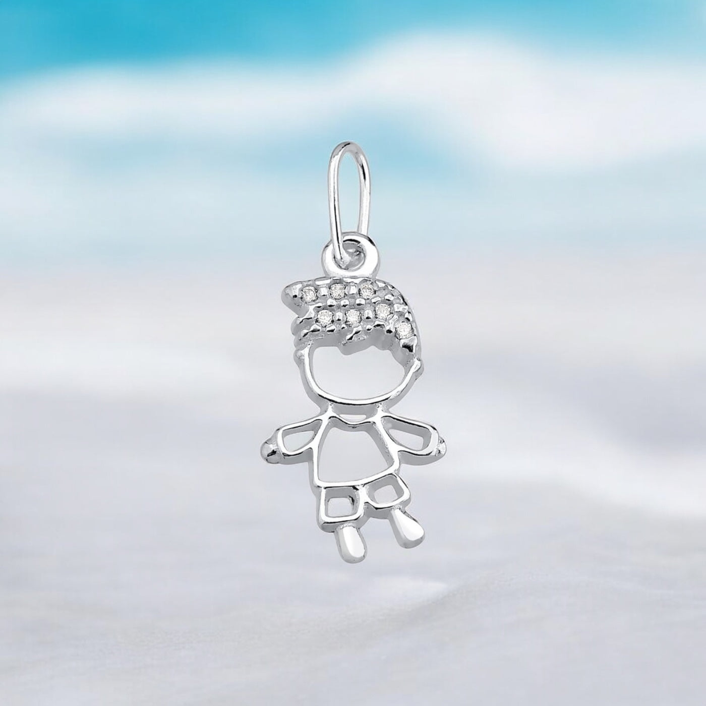 Pingente Menino Cravejado com Micro Zircônia – Prata 925