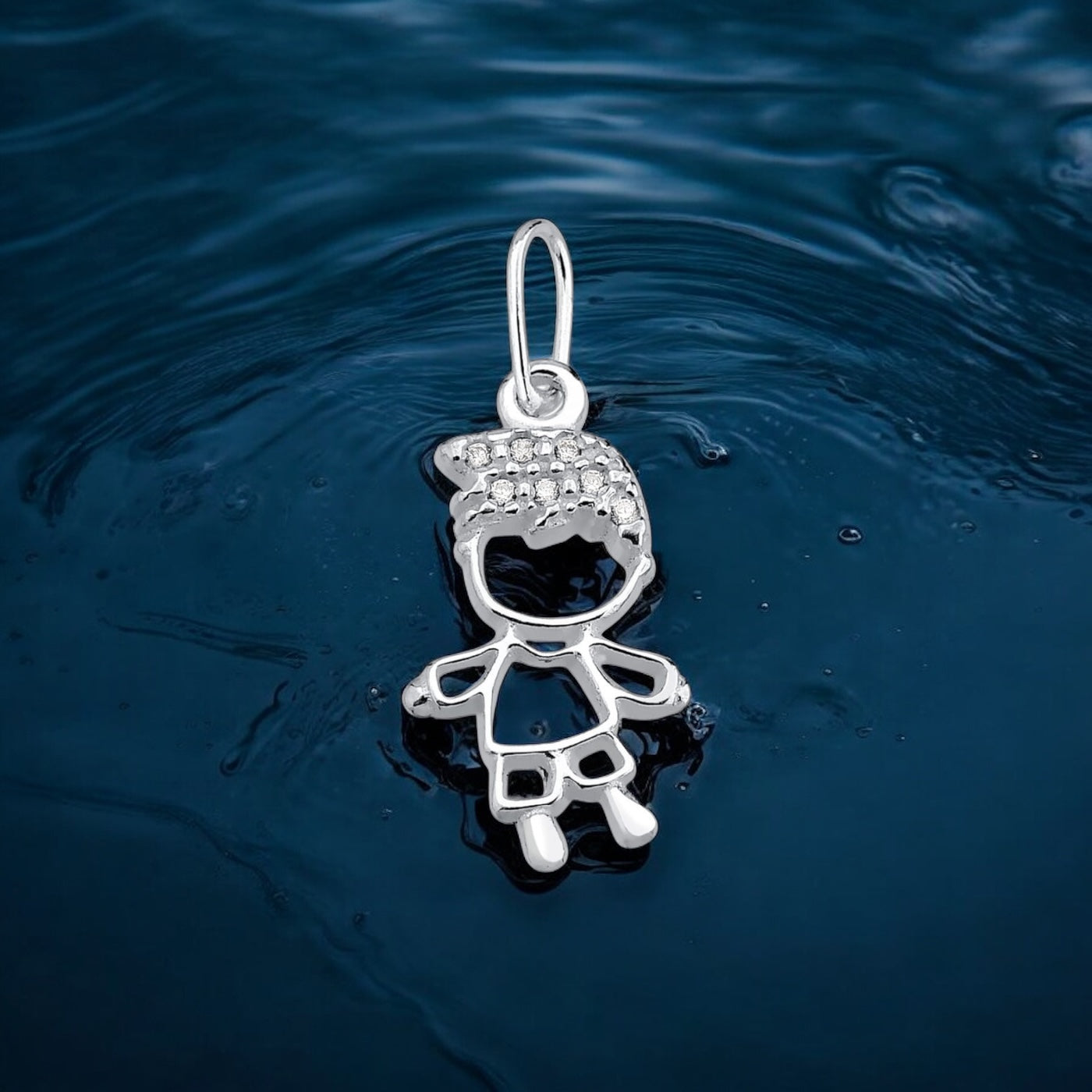 Pingente Menino Cravejado com Micro Zircônia – Prata 925