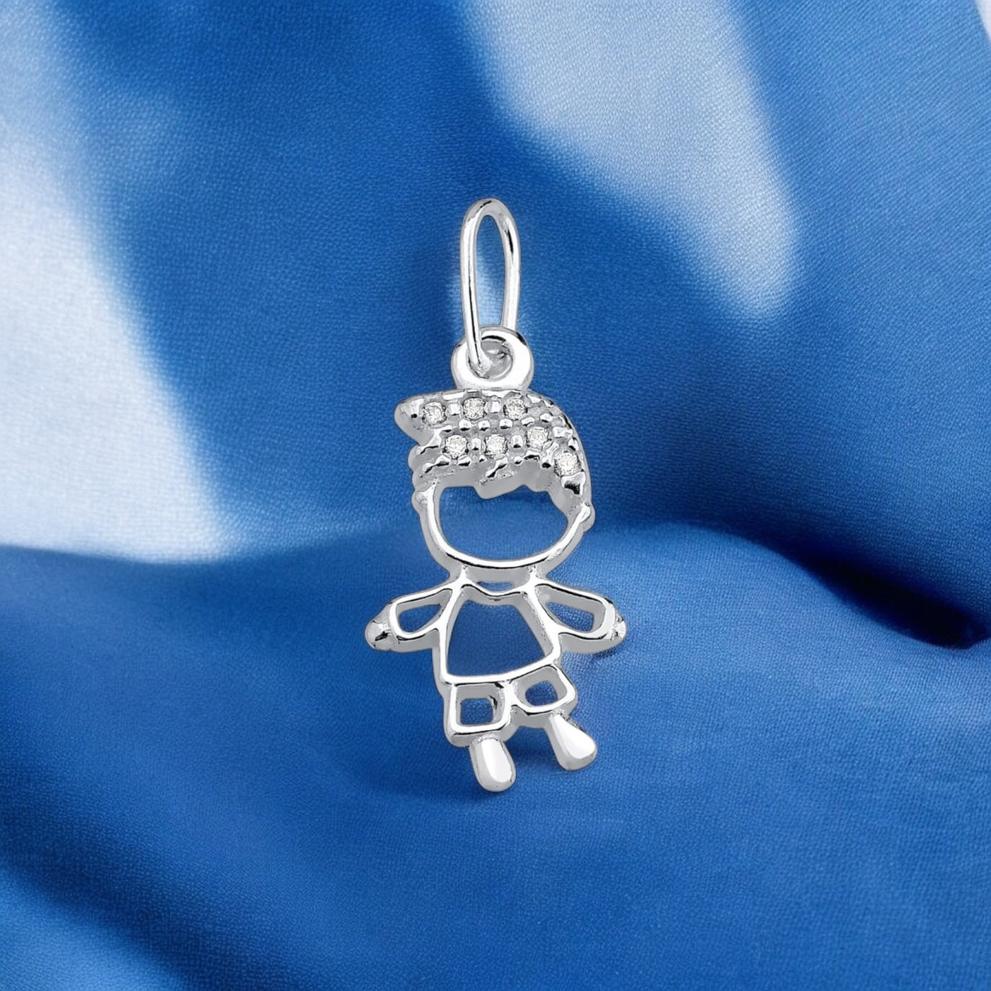 Pingente Menino Cravejado com Micro Zircônia – Prata 925