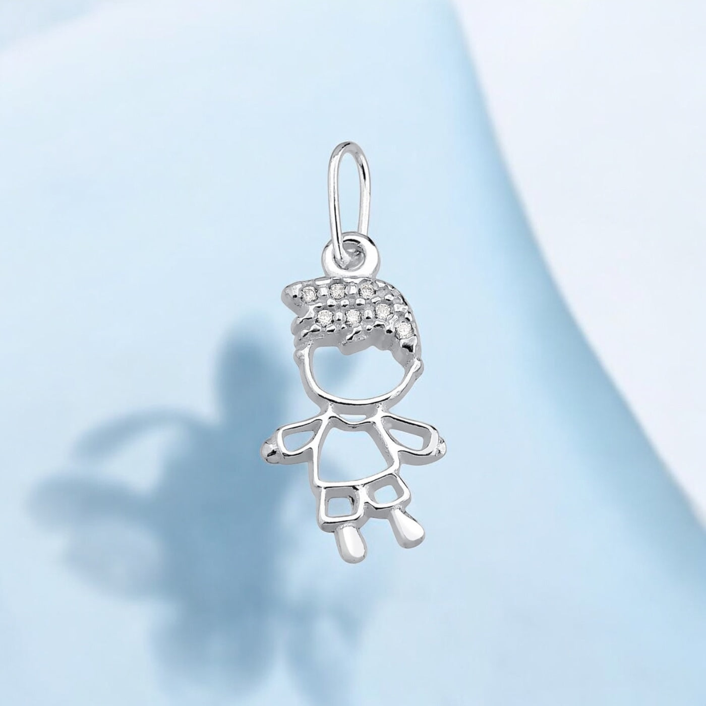 Pingente Menino Cravejado com Micro Zircônia – Prata 925