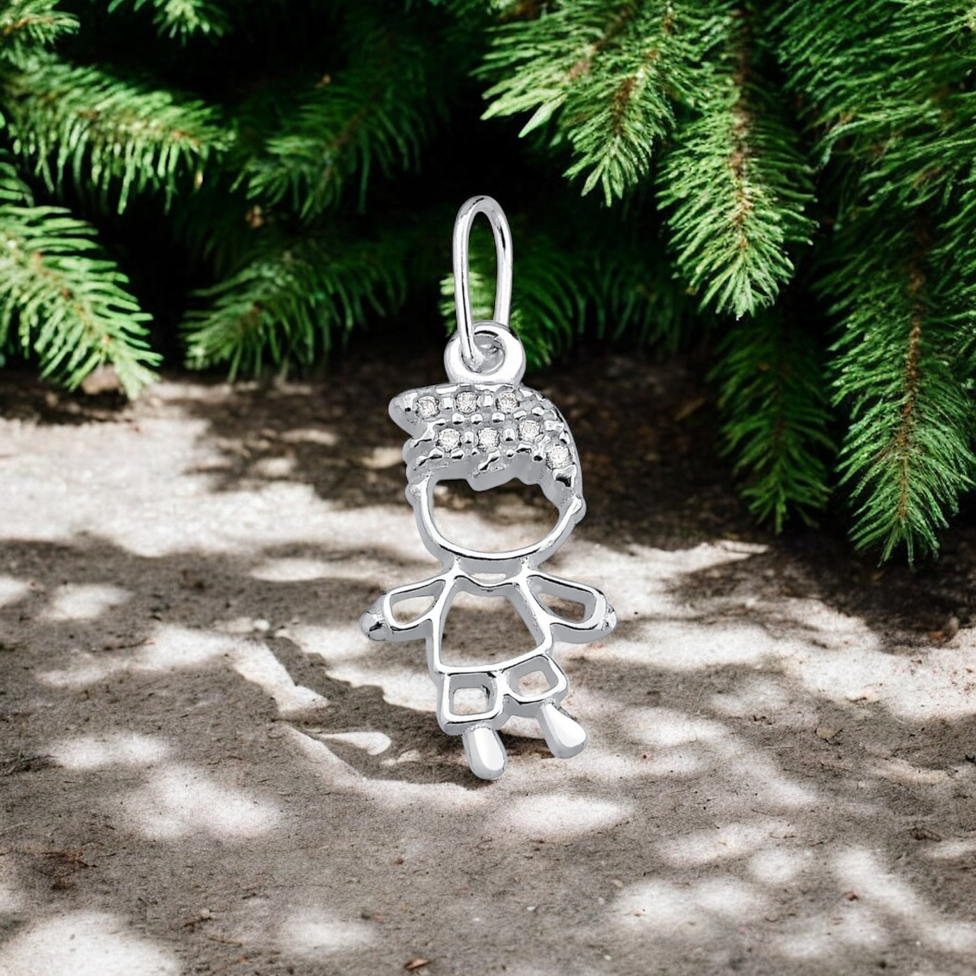 Pingente Menino Cravejado com Micro Zircônia – Prata 925
