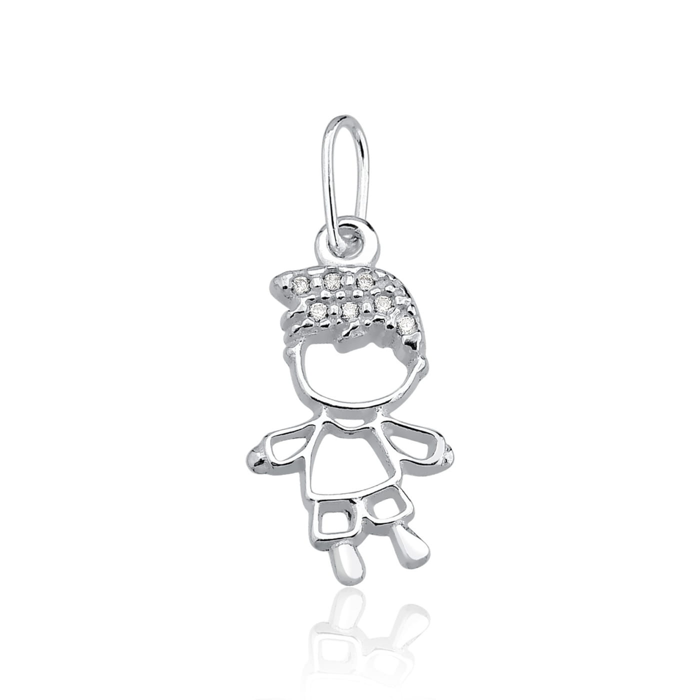 Pingente Menino Cravejado com Micro Zircônia – Prata 925