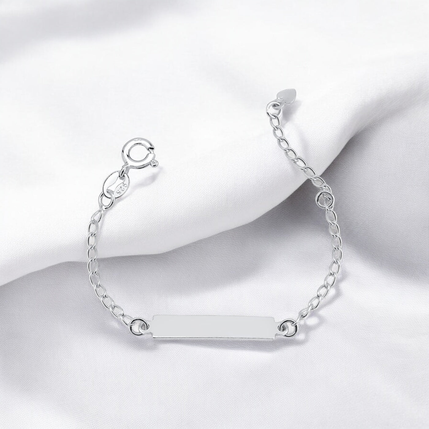 Pulseira Infantil Chapinha Lisa 14cm em Prata 925 – Melindrosa Baby
