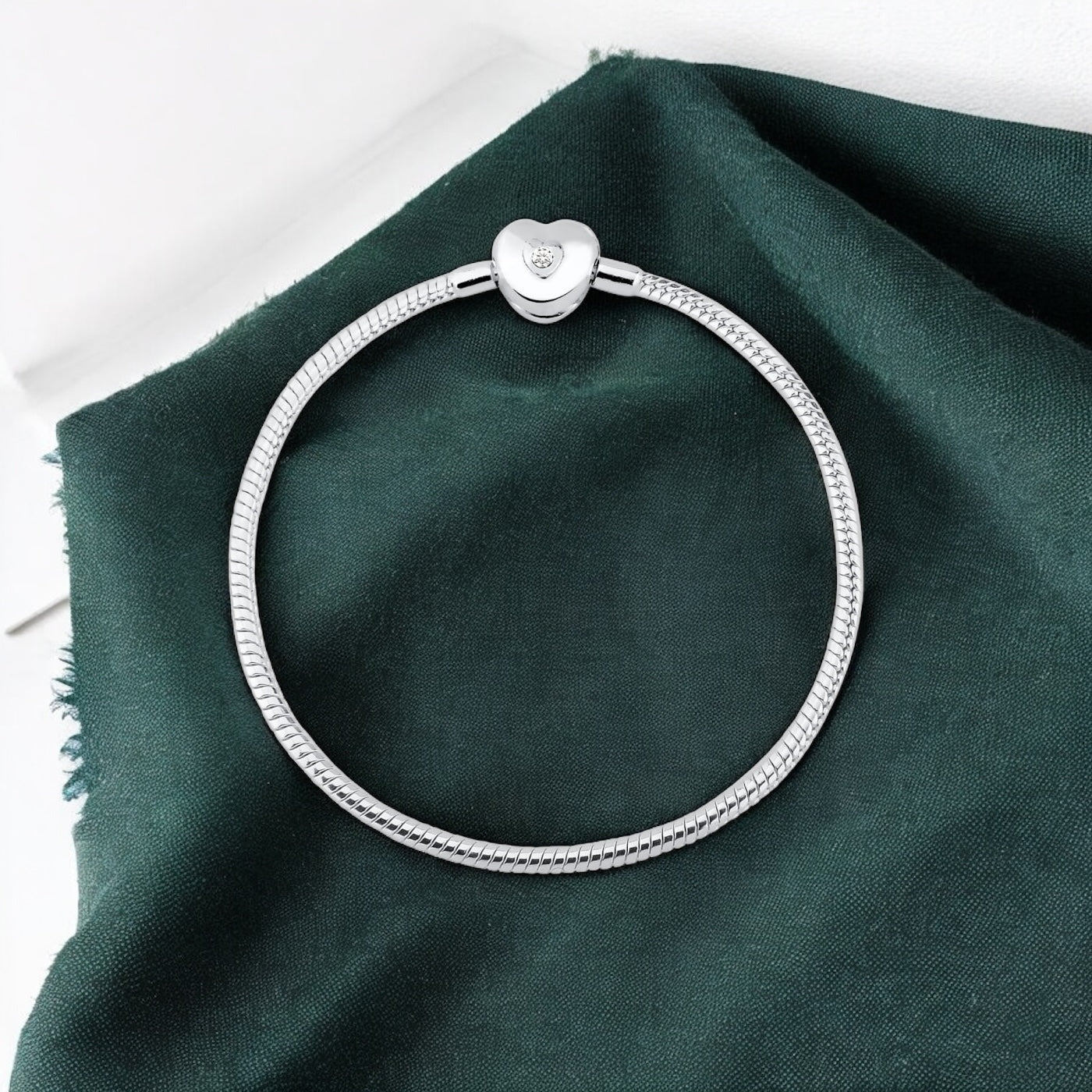 Pulseira Infini Coração com Zircônia em Prata 925 – Tamanho 16cm