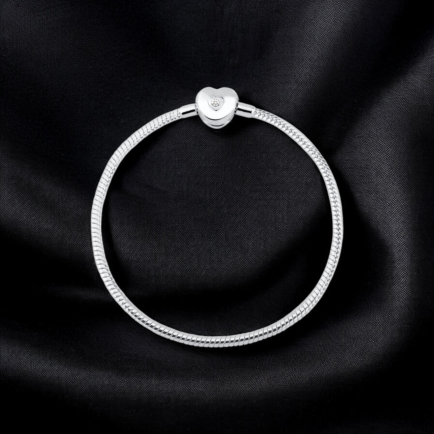 Pulseira Infini Coração com Zircônia em Prata 925 – Tamanho 16cm