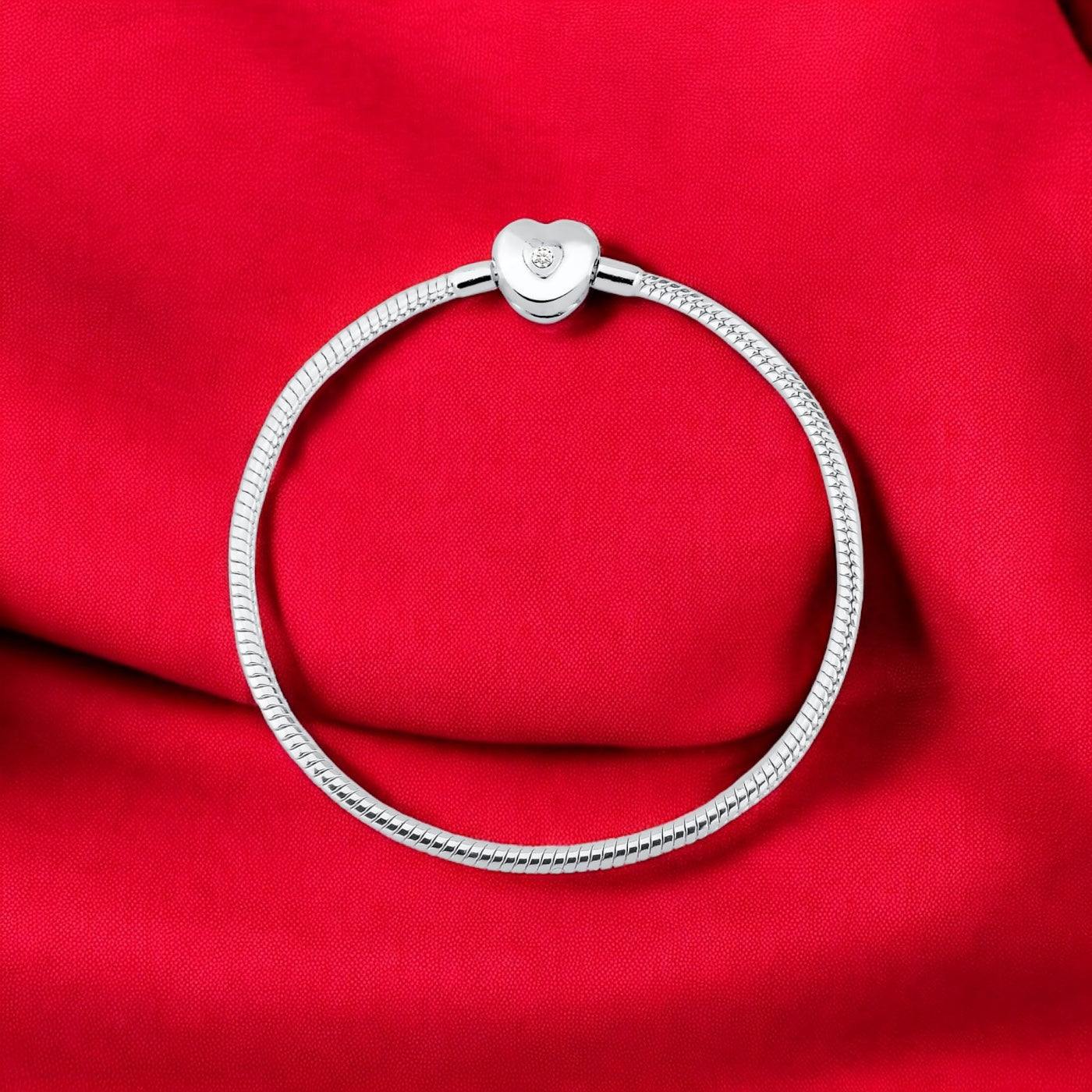 Pulseira Infini Coração com Zircônia em Prata 925 – Tamanho 16cm
