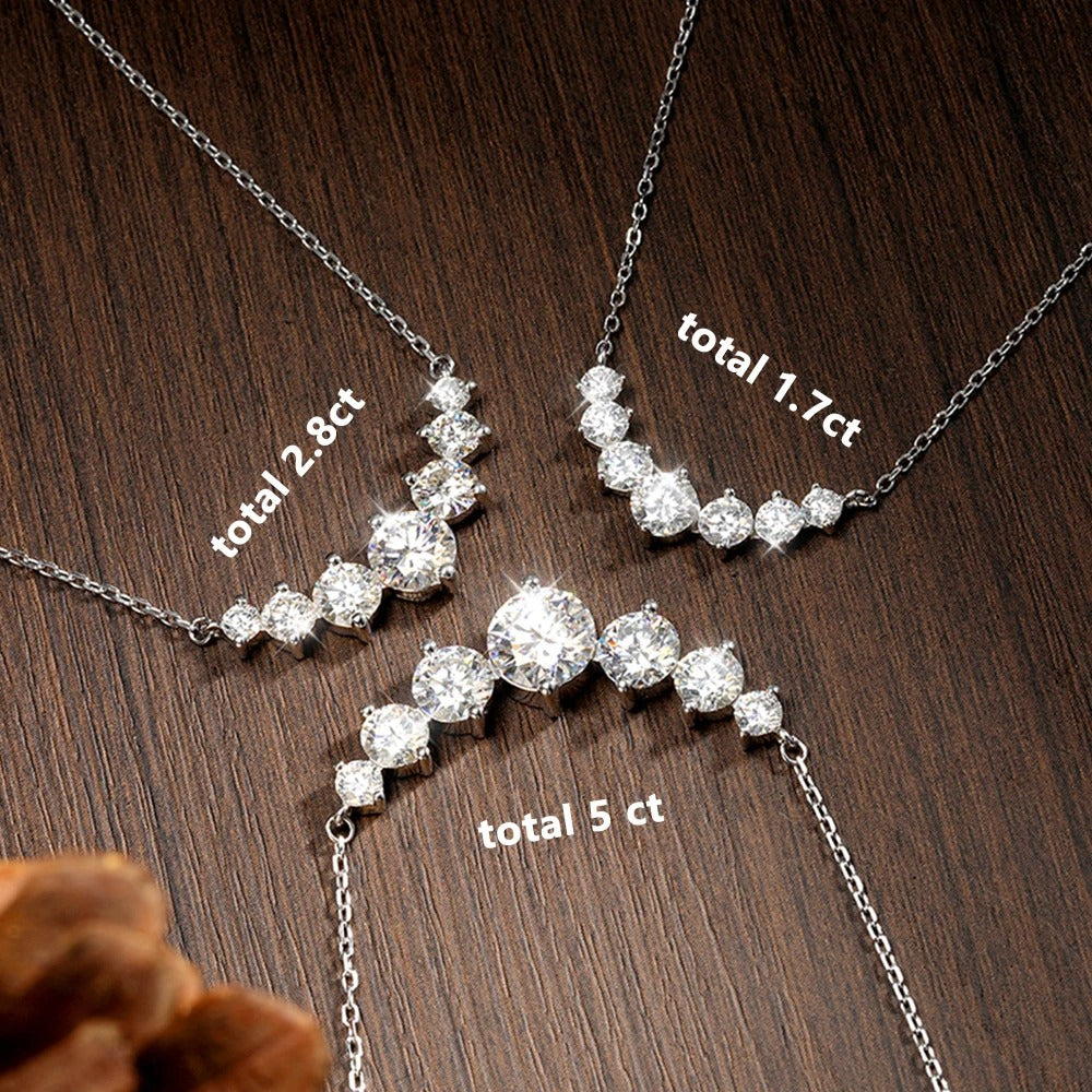 Colar Moissanite Oval Prata 925 Banhada a Ouro Branco 18k