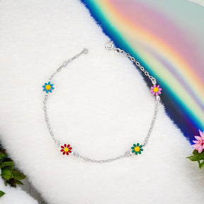 Pulseira Misto 4 Flores Multicolorido 18cm