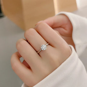 Anel Solitário Ajustável Prata 925 com Moissanite Original