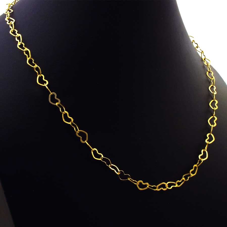 Corrente de Corações 40cm Folheada a Ouro 18K