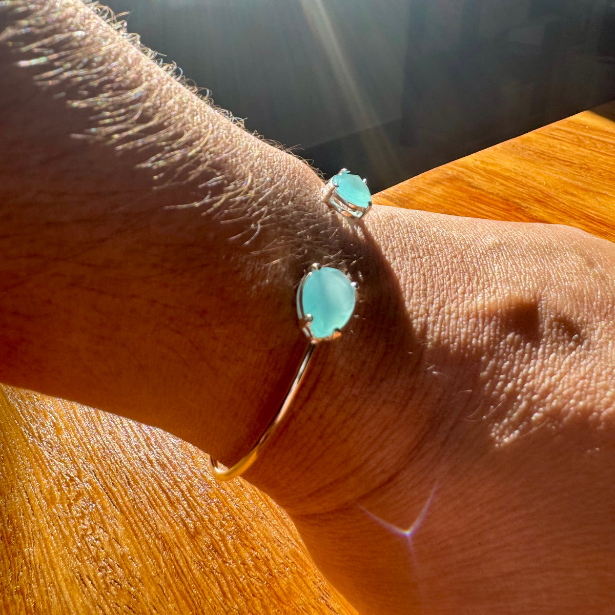 Bracelete Beleza Clássica Pedra Gota Turquesa 8x10 mm Prata 925