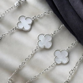 Pulseira Trevo Madrepérola Prata 925 Delicada e Sofisticada