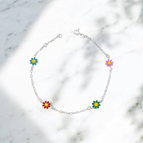 Pulseira Misto 4 Flores Multicolorido 18cm