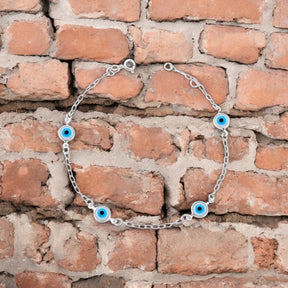 Pulseira 4 Olho Grego Separado Branco Mista 18cm