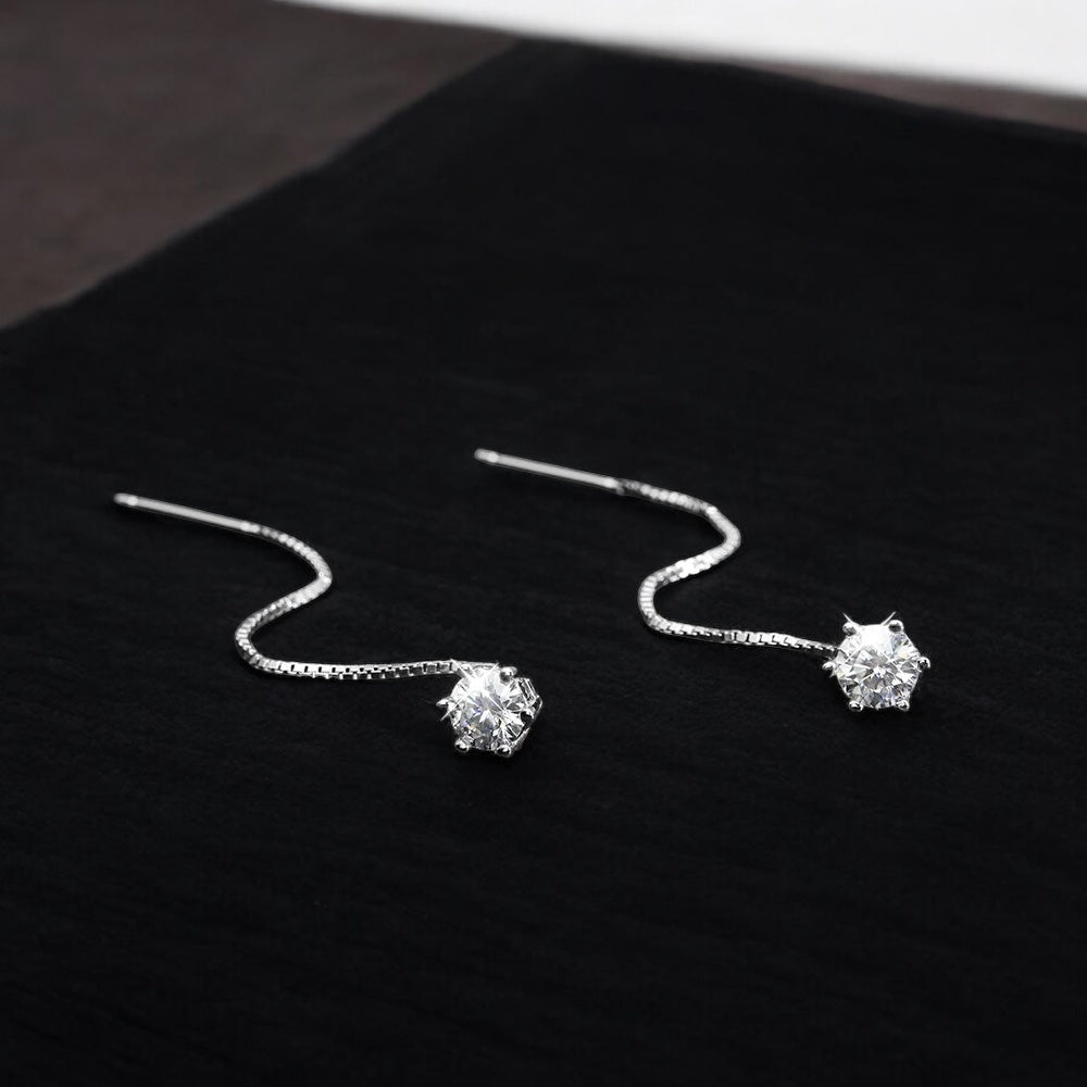 Brincos Stud Moissanite Premium Classic em Prata 925 com Ouro Branco 18k