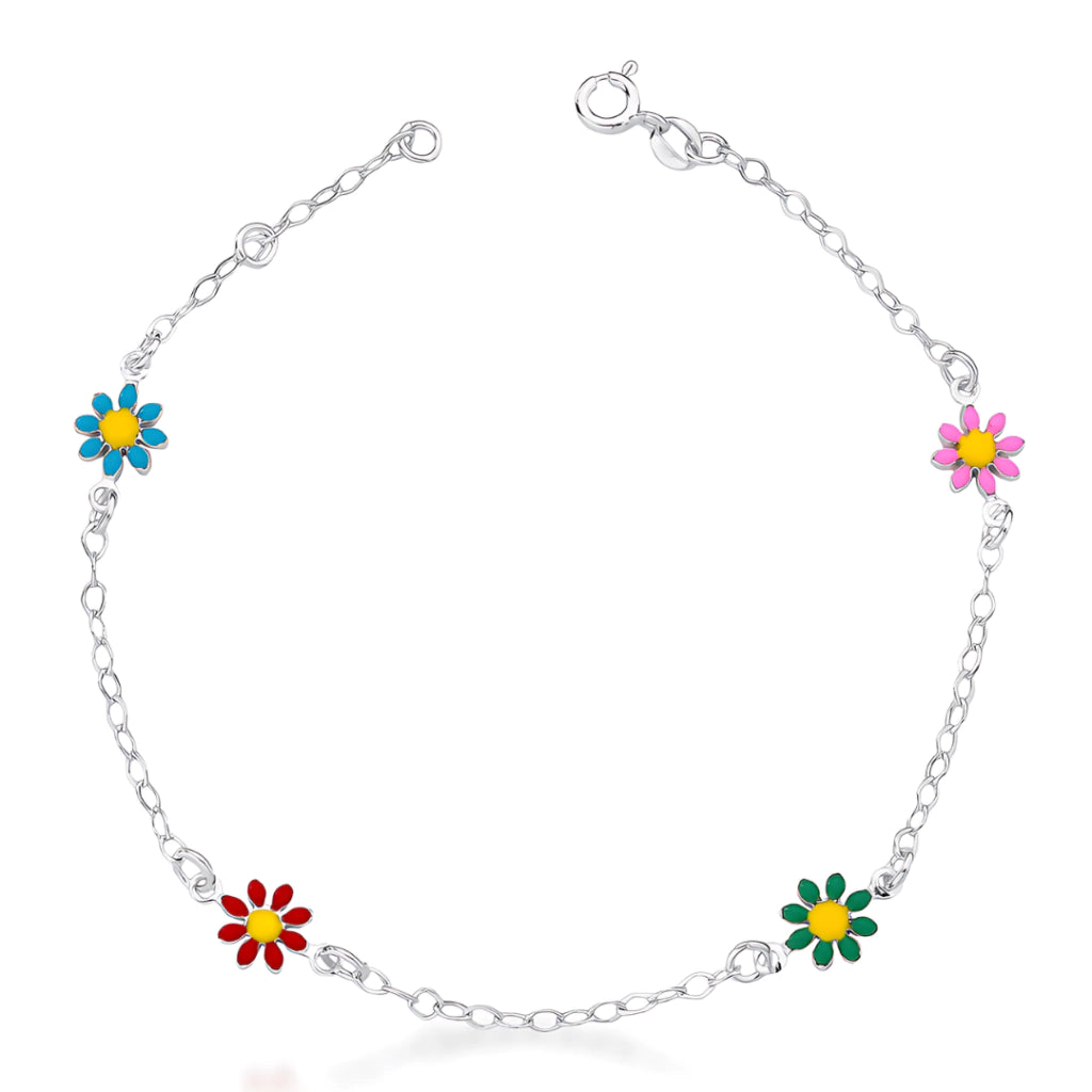 Pulseira Misto 4 Flores Multicolorido 18cm