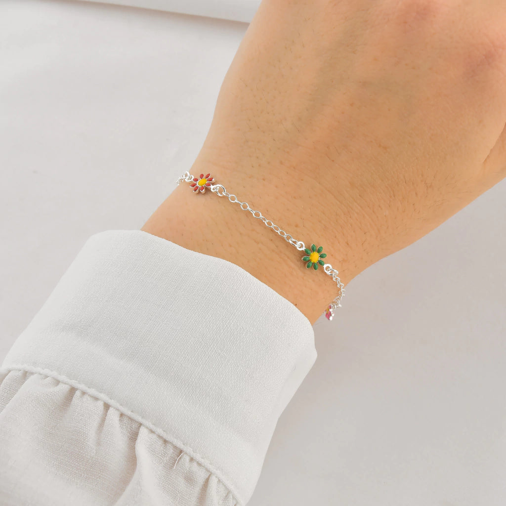 Pulseira Misto 4 Flores Multicolorido 18cm