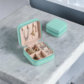 Estojo Porta-Joias Compacto Azul Tiffany Elegante e Prático