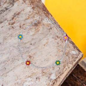 Pulseira Misto 4 Flores Multicolorido 18cm
