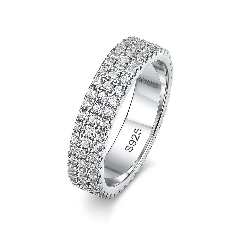Anel Full Moissanite Eternity Band Hip Hop