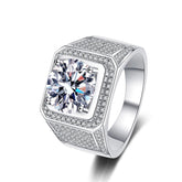Anel Masculino Statement Moissanite em Prata 925 Ouro Branco 18k | Atelier Moissan