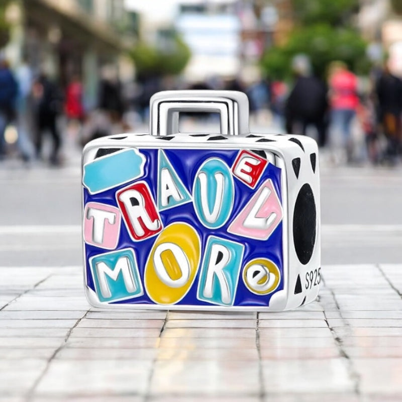 Berloque Mala de Viagem Prata 925 Esmaltado
