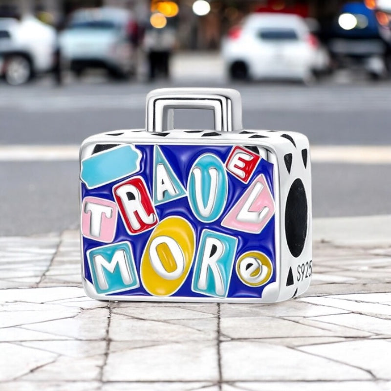 Berloque Mala de Viagem Prata 925 Esmaltado
