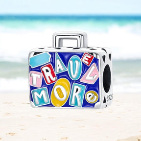 Berloque Mala de Viagem Prata 925 Esmaltado
