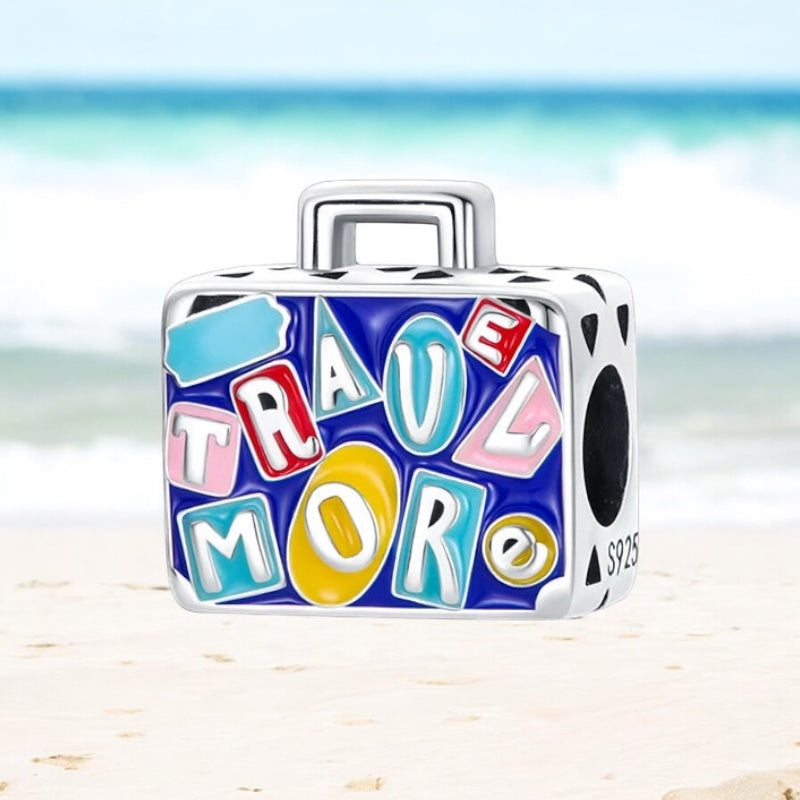 Berloque Mala de Viagem Prata 925 Esmaltado
