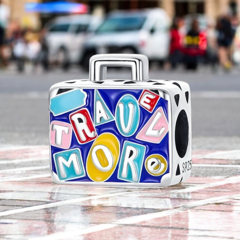 Berloque Mala de Viagem Prata 925 Esmaltado
