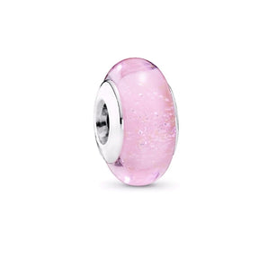 Berloque Separador Murano Rosa Brilhante