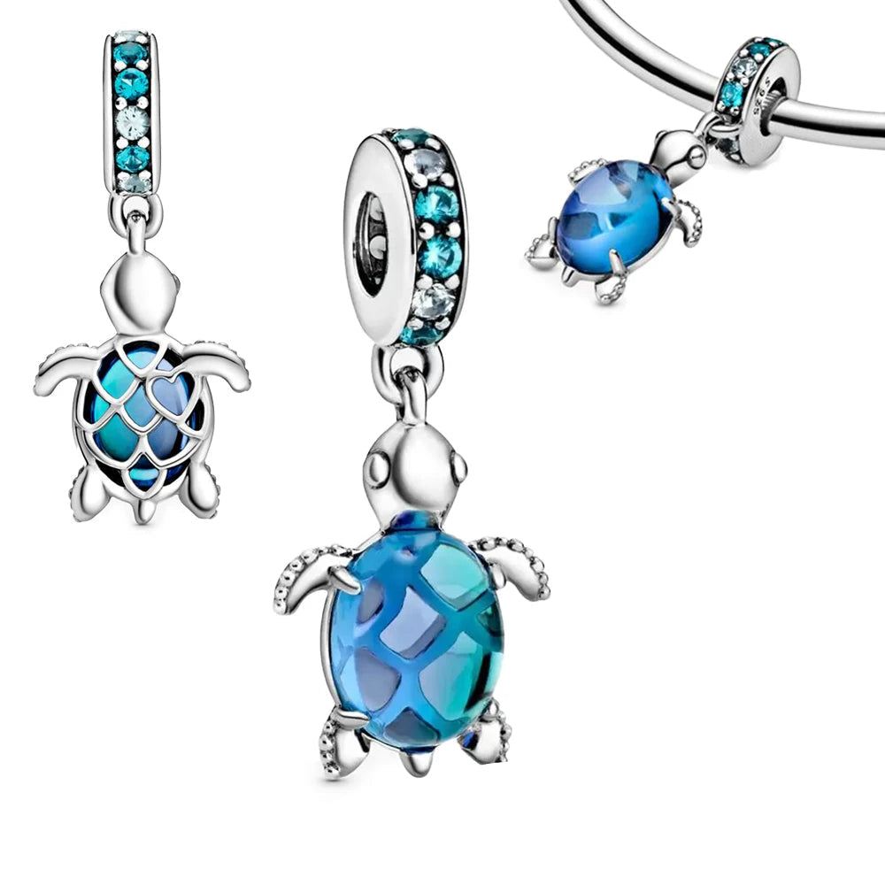 Berloque Tartaruga Azul em Prata 925
