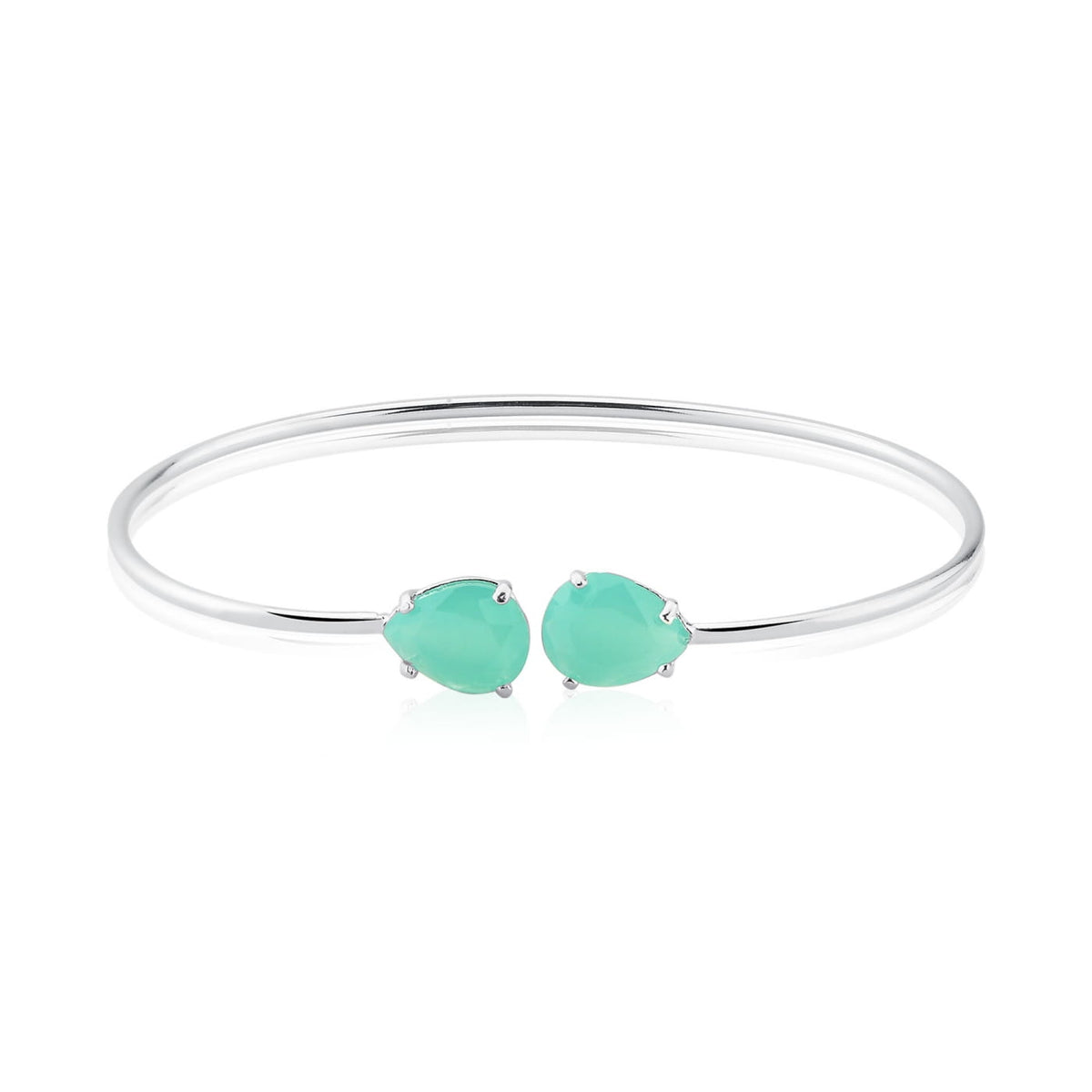 Bracelete Beleza Clássica com Pedra Gota Turquesa 8x10 mm em Prata 925